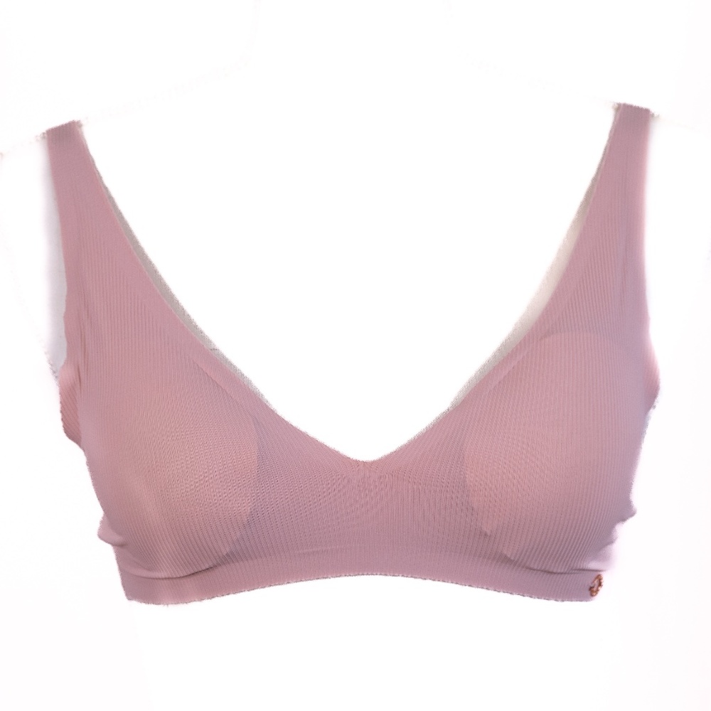 Danskin Seamless Soft V-Neck Wireless Bra - Pink. Has Pockets.